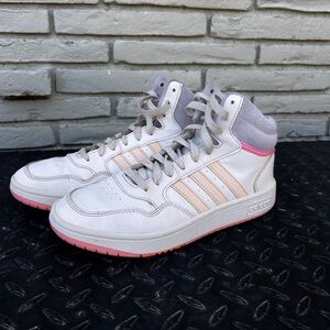 Adidas Women's White and Pink Sneakers